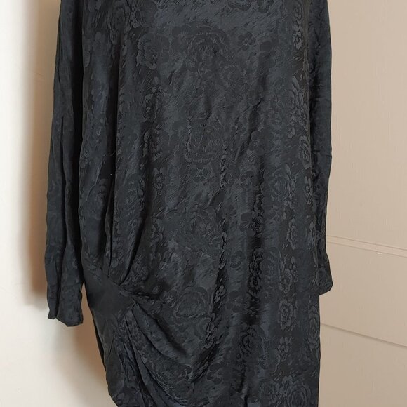 Lagenlook Silk Jacquard Vintage Tunic Top  Point of View Collection Ruching 14 - Picture 2 of 9